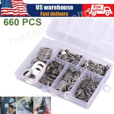 660 Pieces of 304 Stainless Steel Washers Flat Washer Assortment Set Kit 6 Sizes picture