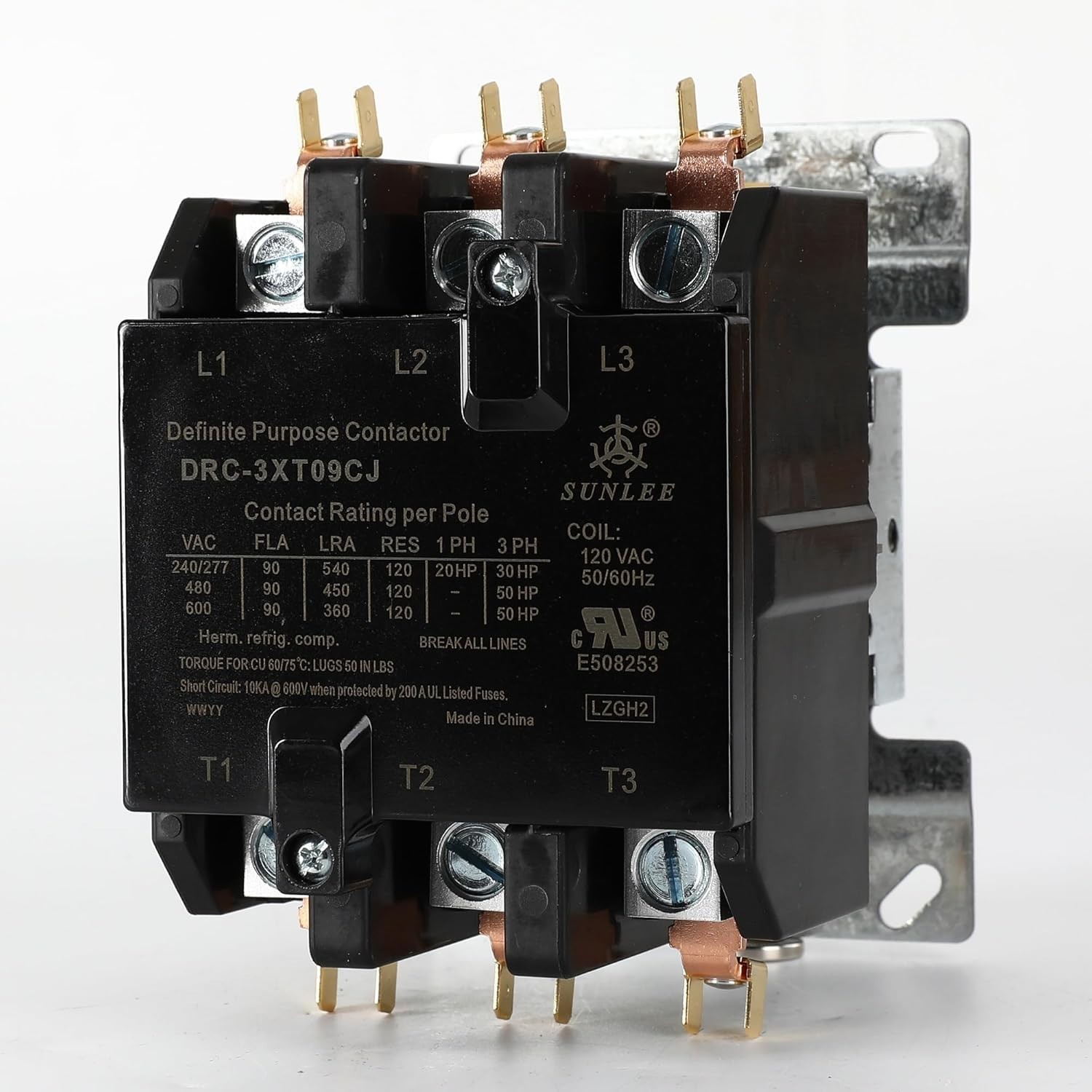 Sunlee Definite Purpose Contactor Open Enclosure 3 Pole 90A 42GE35AJ Sunlee Definite Purpose Contactor Open Enclosure 3 Pole 90A 42GE35AJ