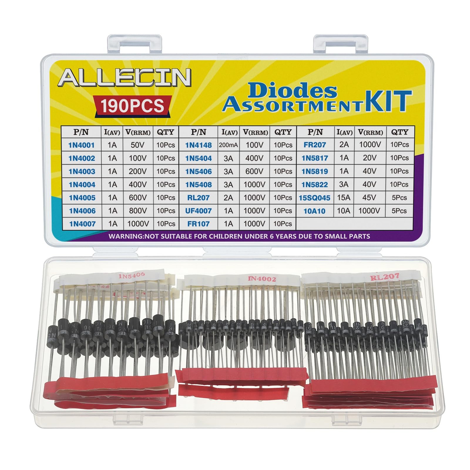 20Values Diodes Kit 1N4001 1N4002 1N4003 1N4004 1N4005 1N4006 1N4007