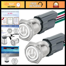 15A 16mm Latching Push Button Switch 12V-24V Waterproof SPST 1NO Stainless Steel picture