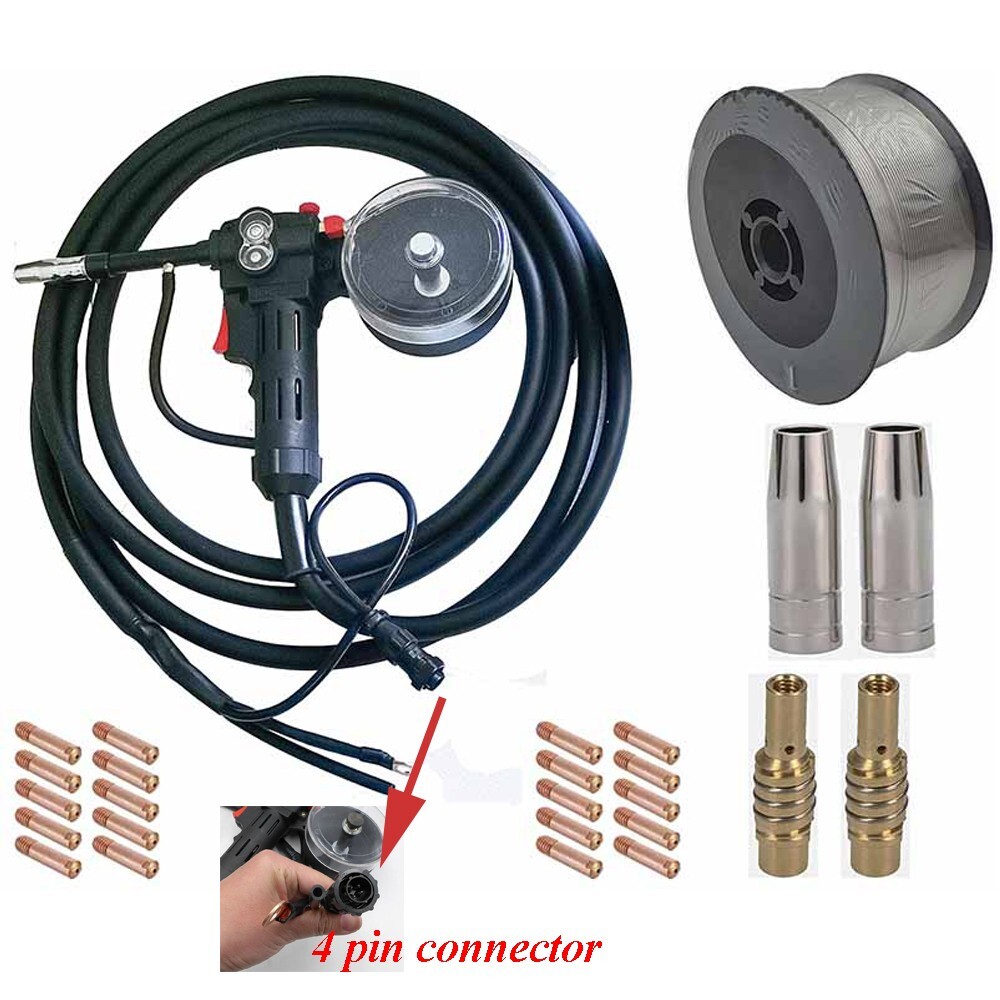 USED Aluminum Spool Gun Fit Miller210 Spoolmate 3035 Black DC24V 5M/16.4ft Cable