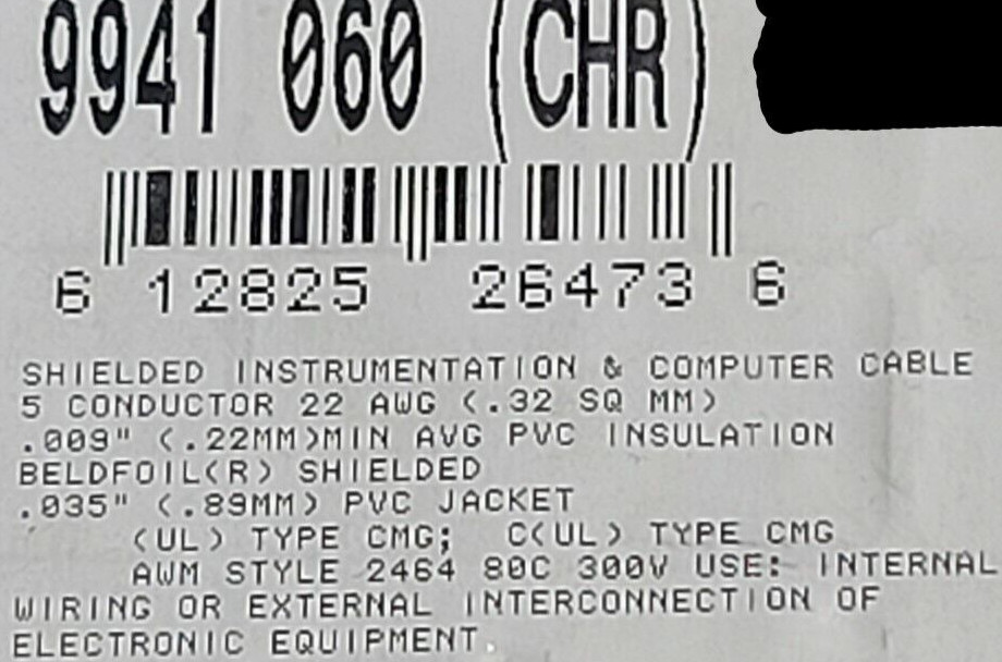 Belden 9941 22/5C Multi-Shielded EIA RS-232 Control/Instrumentation Cable /10ft