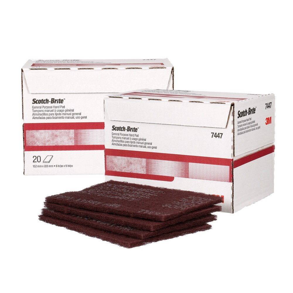 3M 7447 7447B Scotch-Brite Maroon Hand Pads 6 in x 9 in, 40/Pads, 2 Boxes