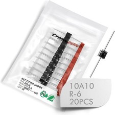 (Pack of 20 Pieces) 10A10 Rectifier Diode 10A 1000V R-6 Axial 10 Amp 1000 Vol. picture
