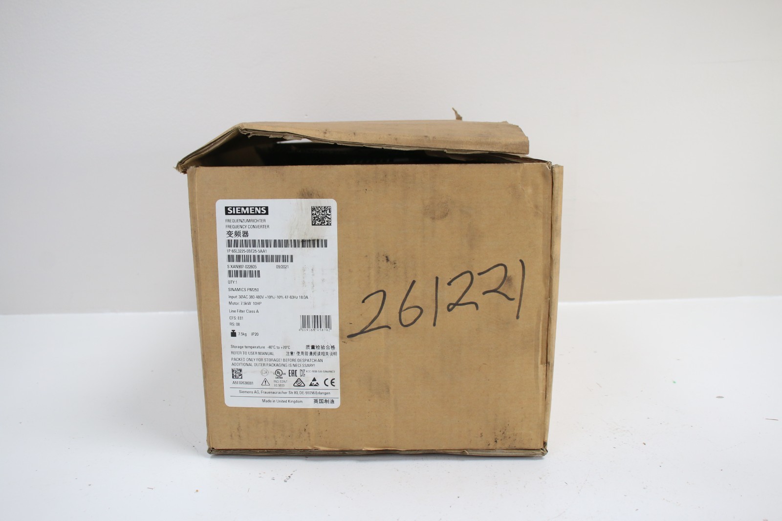 Siemens 1P 6SL3225-0BE25-5AA1 Frequency Converter