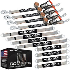 VULCAN Silver Series Axle Strap Tie Down Kit - Snap Hook Ratchet Straps picture