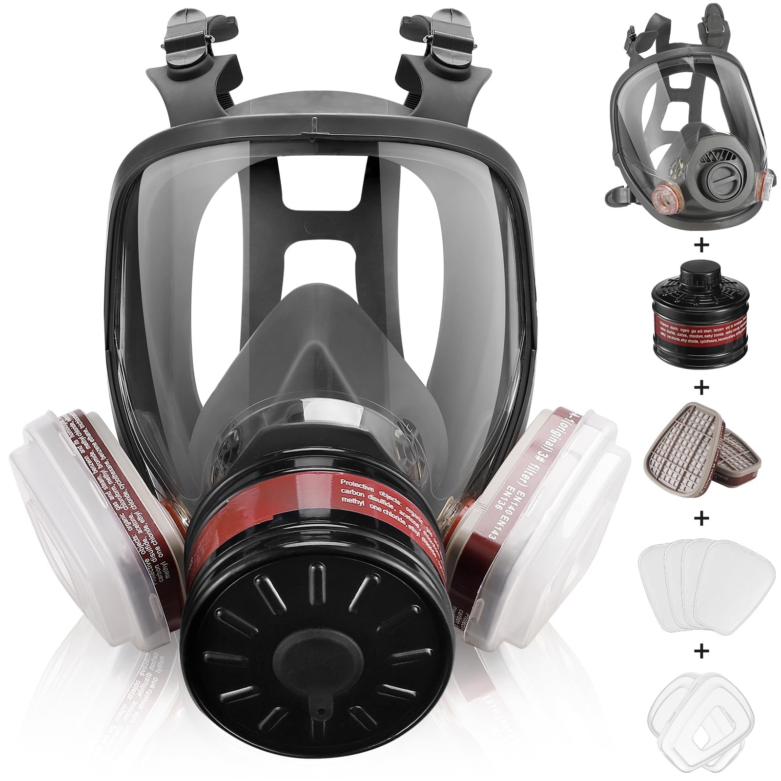 Full Face Gas Mask - Reusable Respirator Gas Masks Survival Nuclear and Chemical