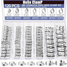 120PCS/Set Stainless Steel Hose Clamp Adjustable Worm Gear Clamp Assortment Kit picture