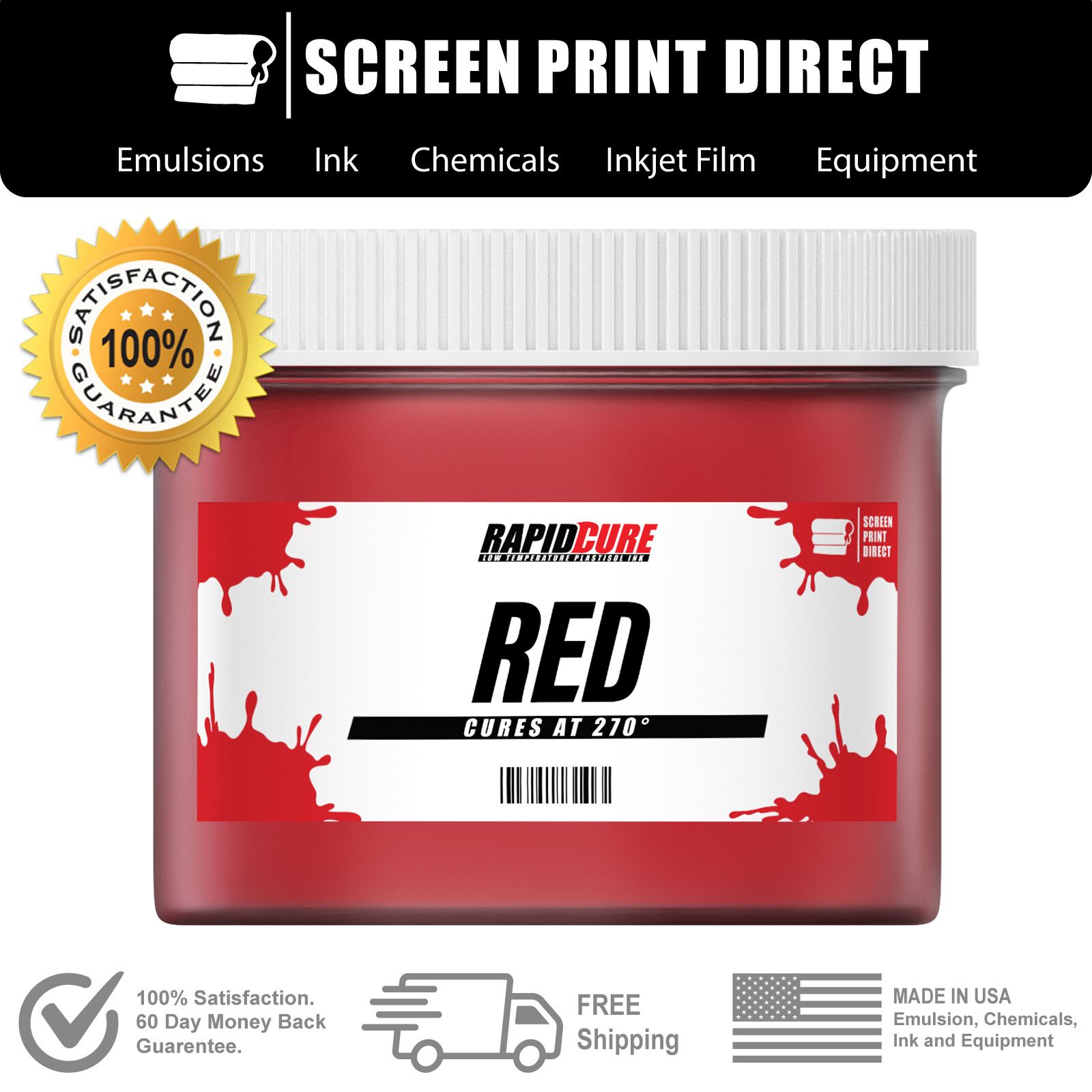 Red - Low Temperature Cure Plastisol Ink For Screen Printing - Pint - 16 oz Red - Low Temperature Cure Plastisol Ink For Screen Printing - Pint - 16 oz