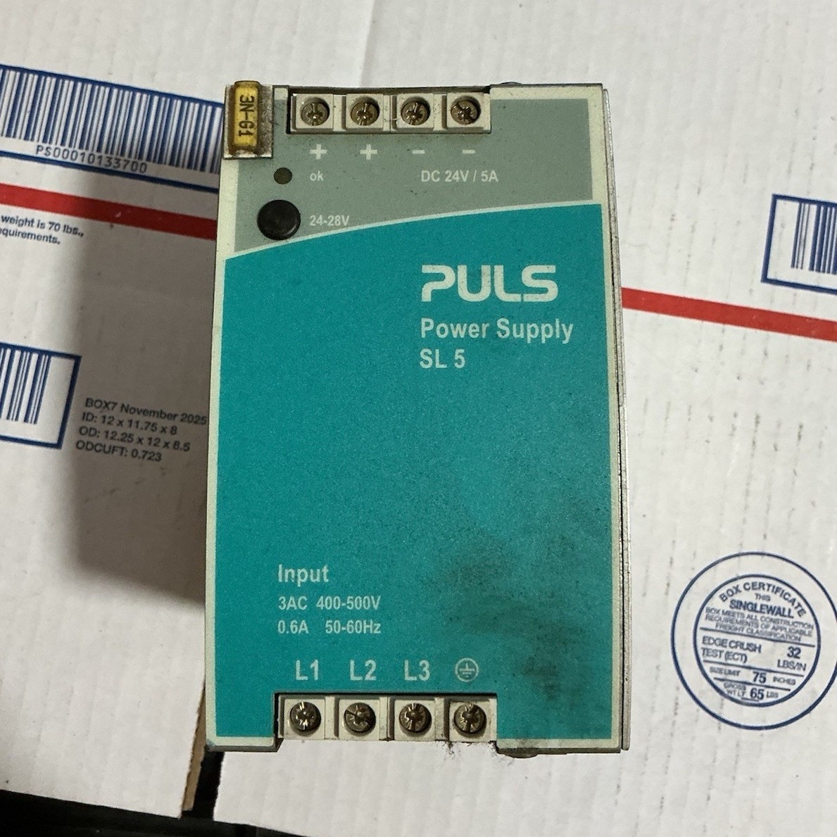 PULS SL5.300 Power Supply 24-28VDC 5A 400-500VAC 120W Blue/Silver D1