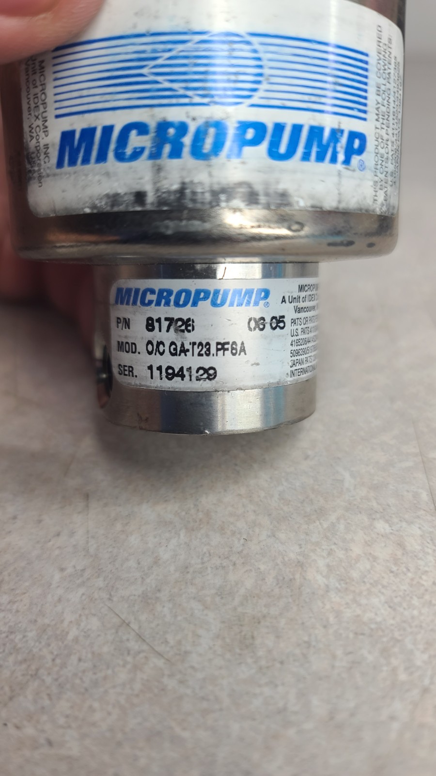 Micropump # 81726 Magnetic Drive Gear Pump