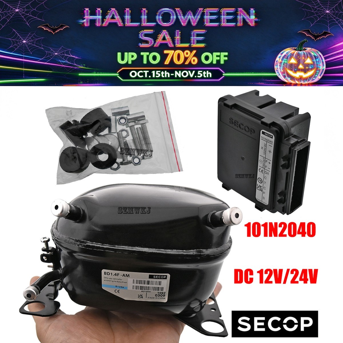 BD1.4F Micro Compressor SECOP + DC 12V/24V Electronic 101N2040 Controller Driver