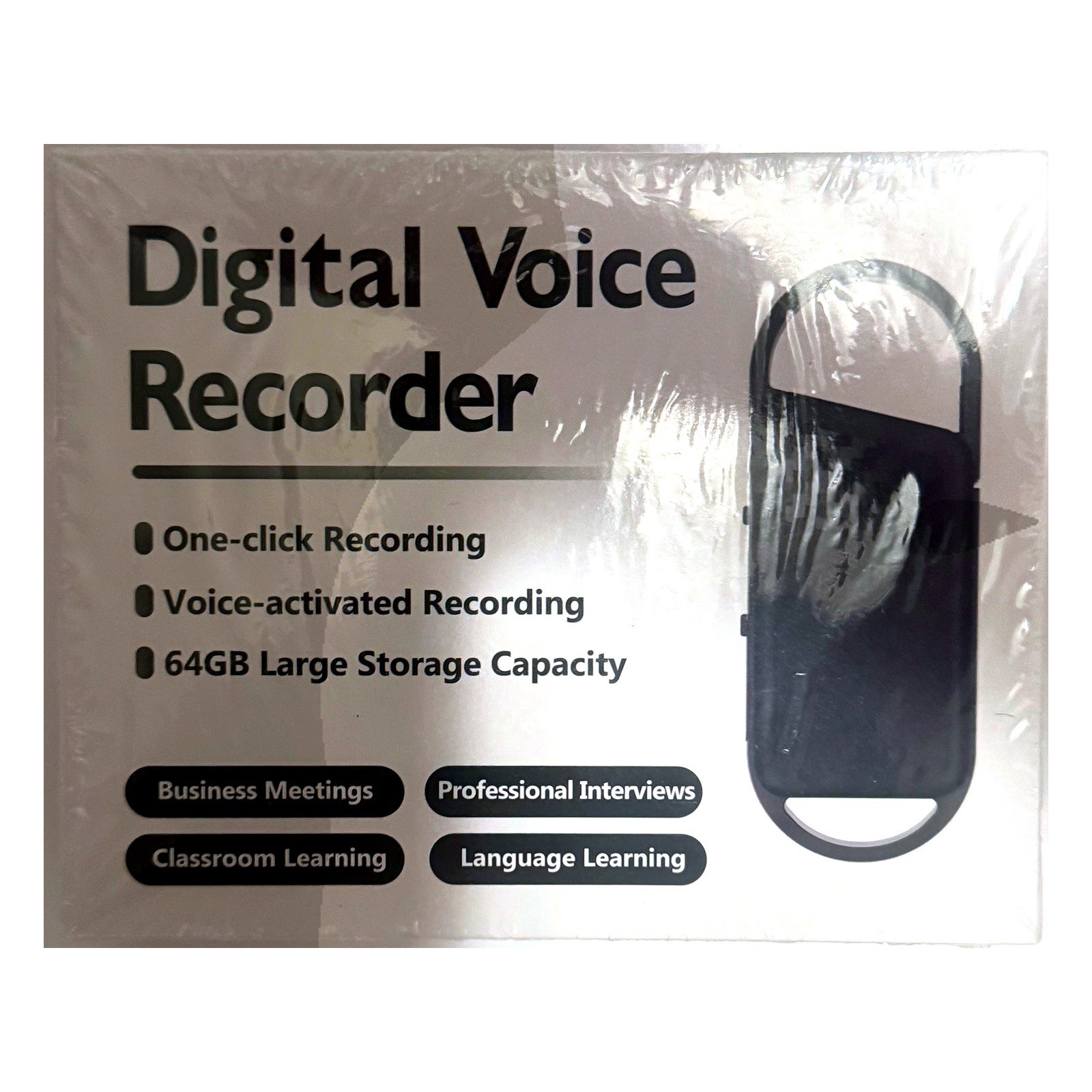 64GB Keychain Digital Voice Recorder Voice Activated One-Click Recording NEW