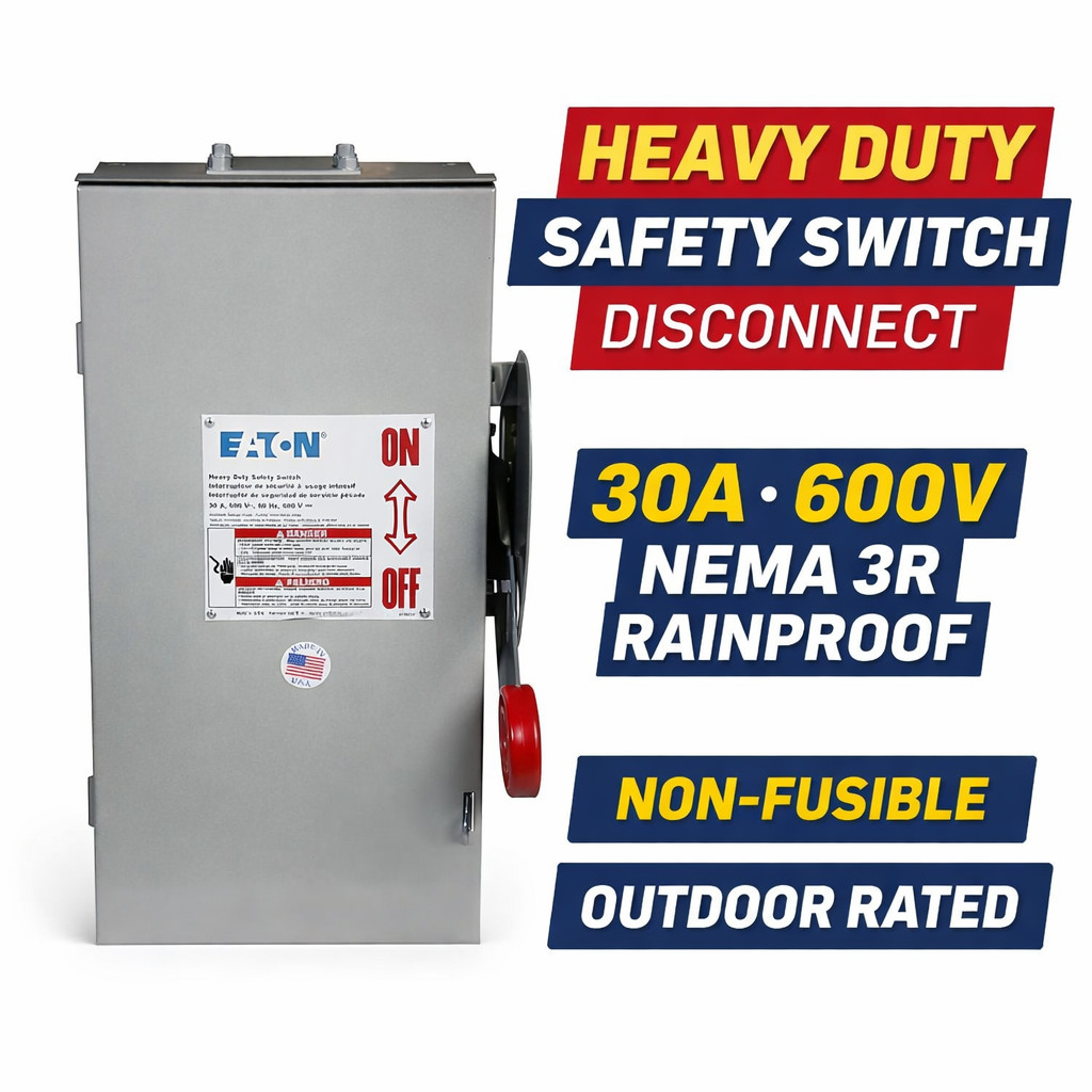 Eaton DH261URK 30A 600V Heavy Duty Safety Switch 2-Pole NEMA 3R Rainproof