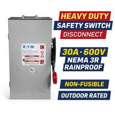 Eaton DH261URK 30A 600V Heavy Duty Safety Switch 2-Pole NEMA 3R Rainproof picture