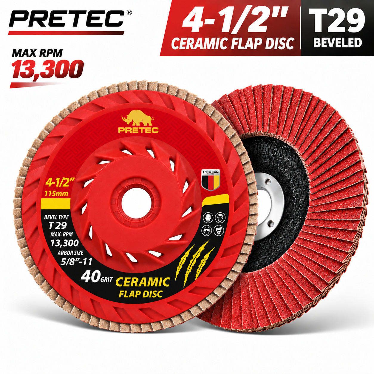 12 Pack Ceramic Flap Discs 4-1/2