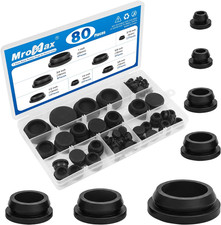 80Pcs Black Rubber Plug Box, 7 Sizes of round Hole Silicone Tool picture