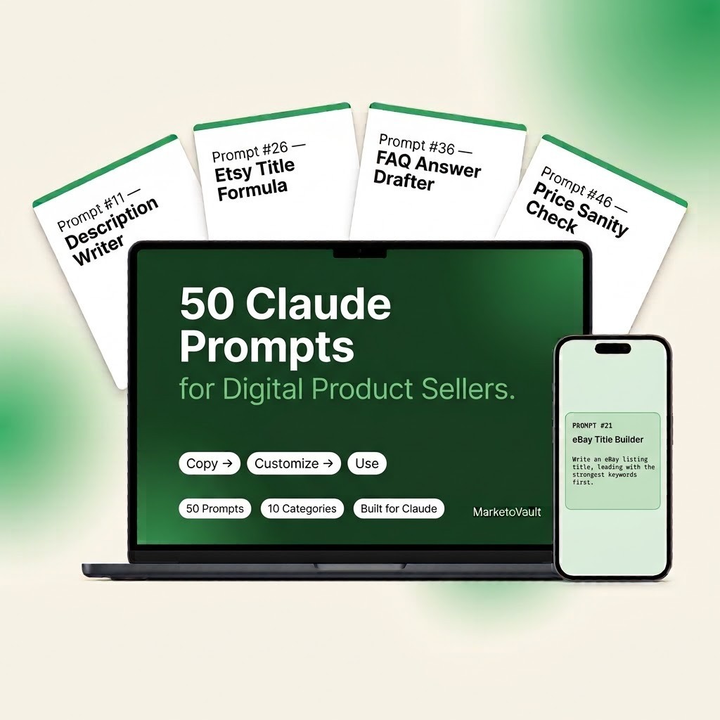50 AI Prompts for Claude | For Digital Product Sellers - eBay, Etsy & Shopify ✅