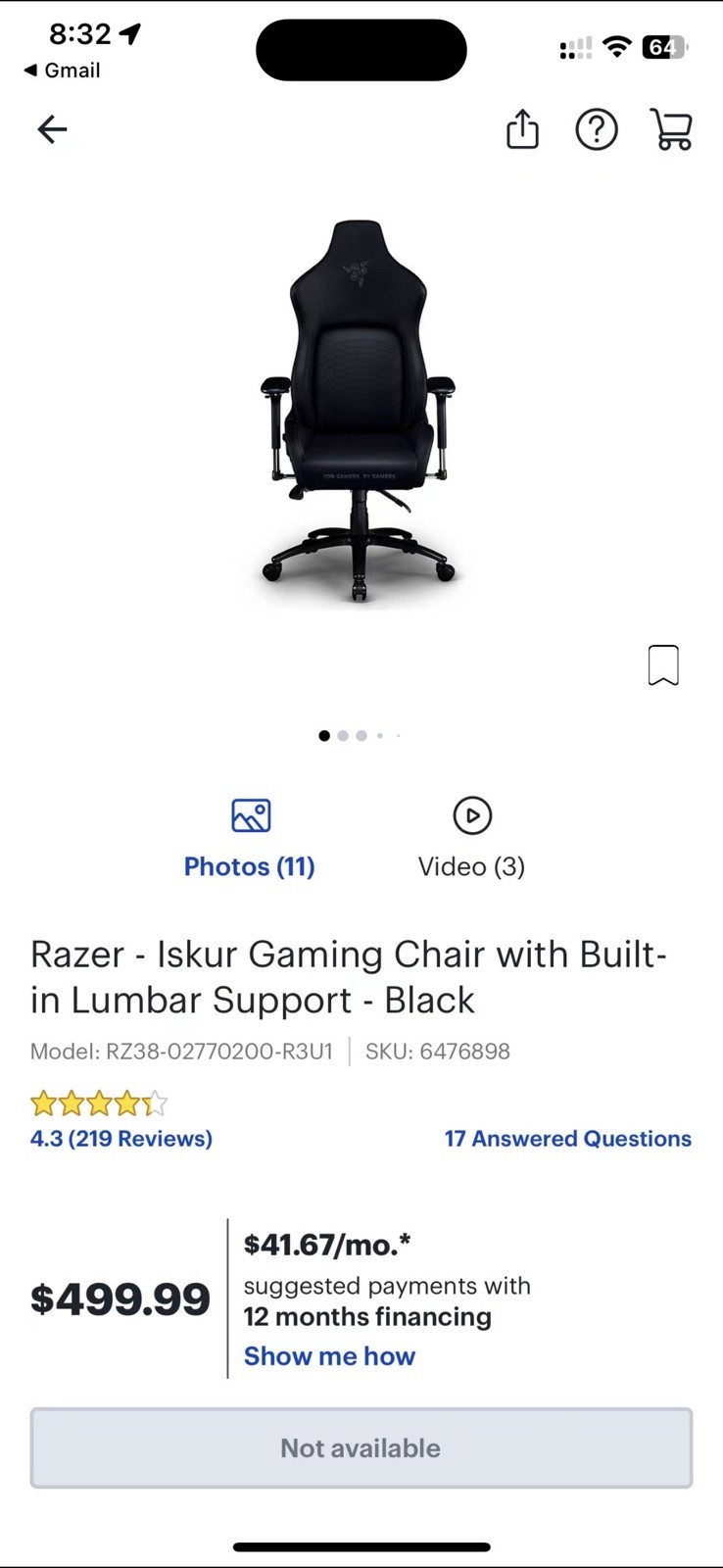 TC100 Relaxed Gaming Chair-Fabric-Racing-Inspired Design-Gray and Black