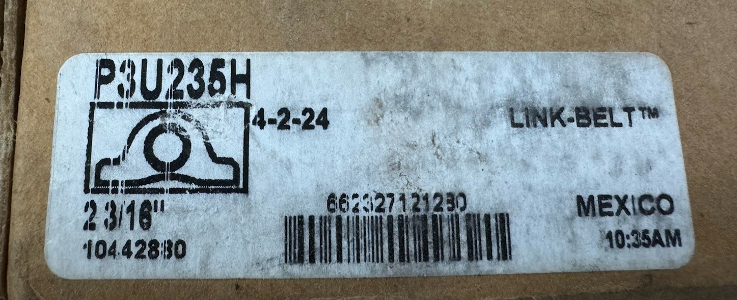 Link-Belt (Rexnord) Two Bolt Pillow Block Bearing, P3U235H, 2 3/16”