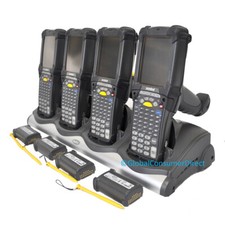 LOT OF 4x Zebra MC9190-GJ0SWGQC6WR LONG RANGE 1D WM 6.5 Barcode Scanner +CRADLE picture