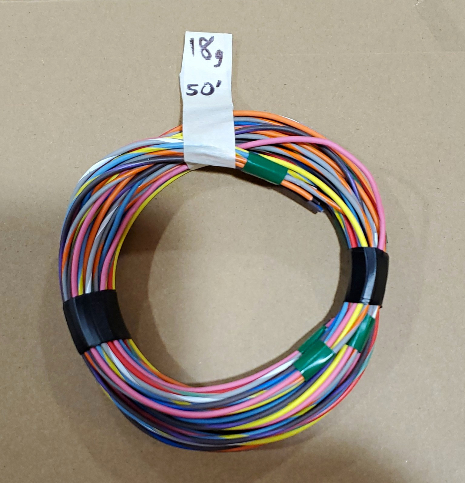 18 AWG TXL Automotive Wire Striped Assrt. 50ft. (10) 5 Ft. Sections PURE COPPER