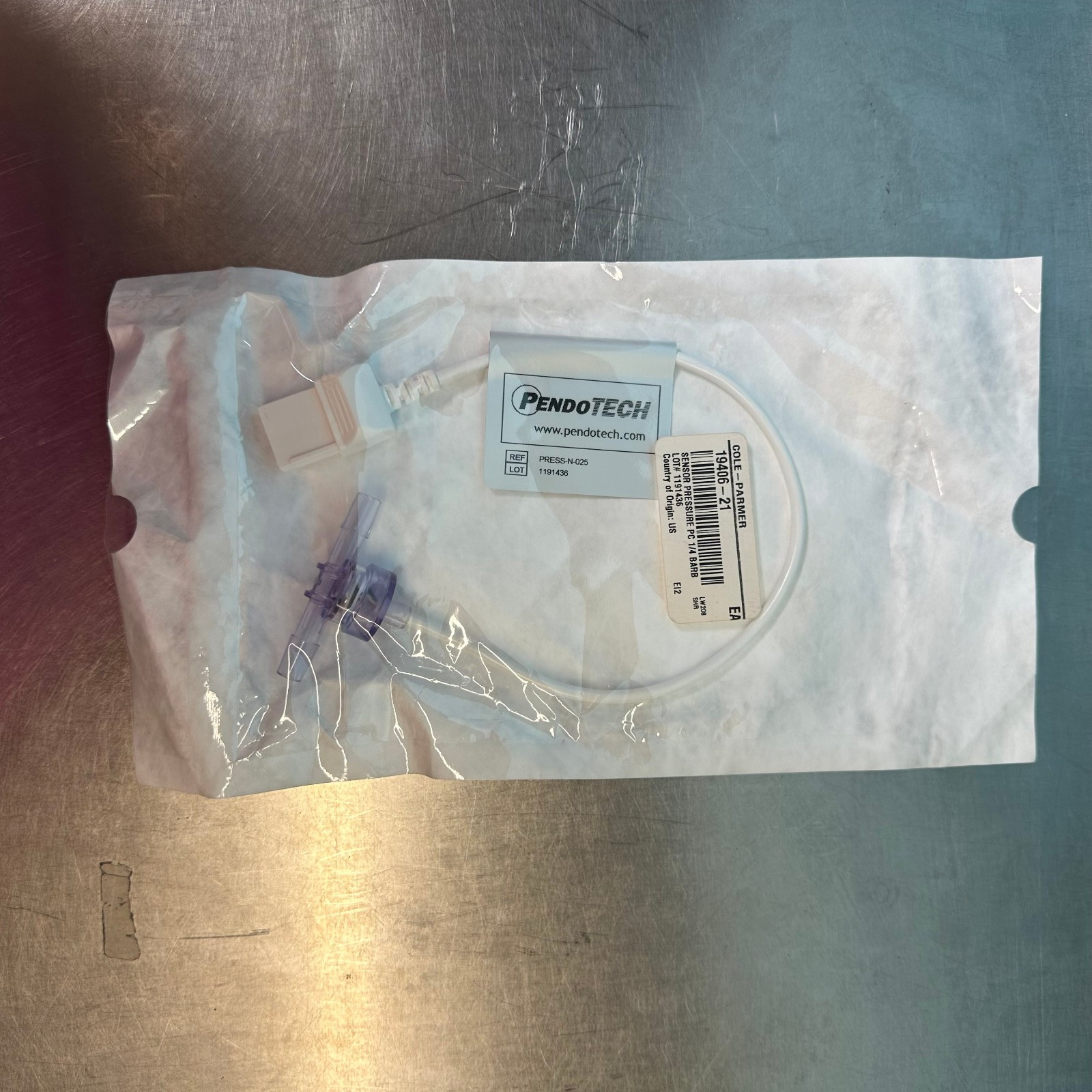PendoTECH PREPS-N-025 Masterflex Pendotech Single-use Pressure Sensor 19406-21