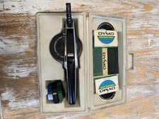Vintage DYMO 1570 Chrome Black Label Maker W/ Case Extra Wheels picture
