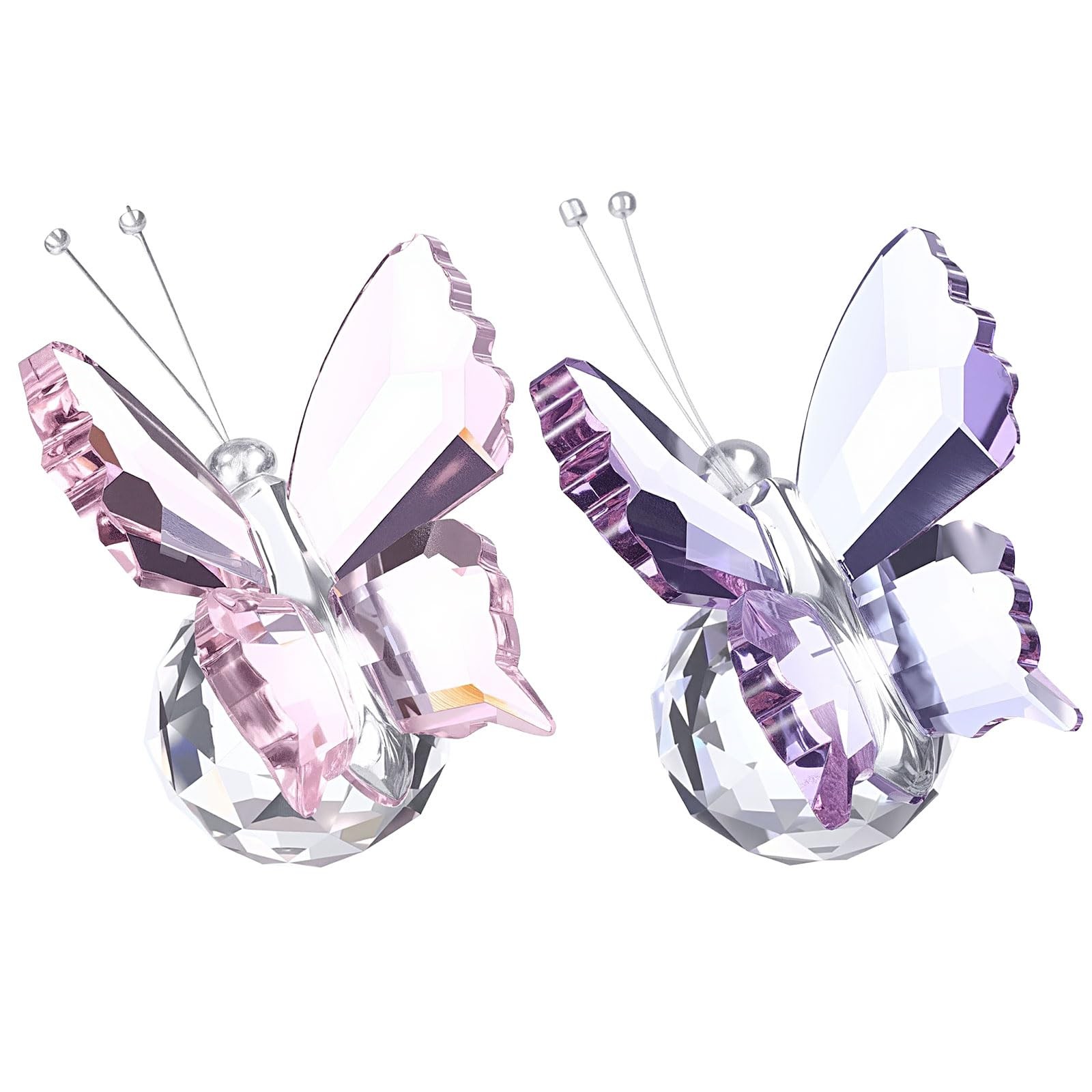 PATIKIL Butterfly Crystal Paperweight, 75mm/3 Inch, Pink/Purple