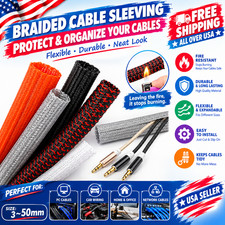 Braided Split Sleeving Wire Loom Tubing Cable insulated Sleeve Cord Protector picture
