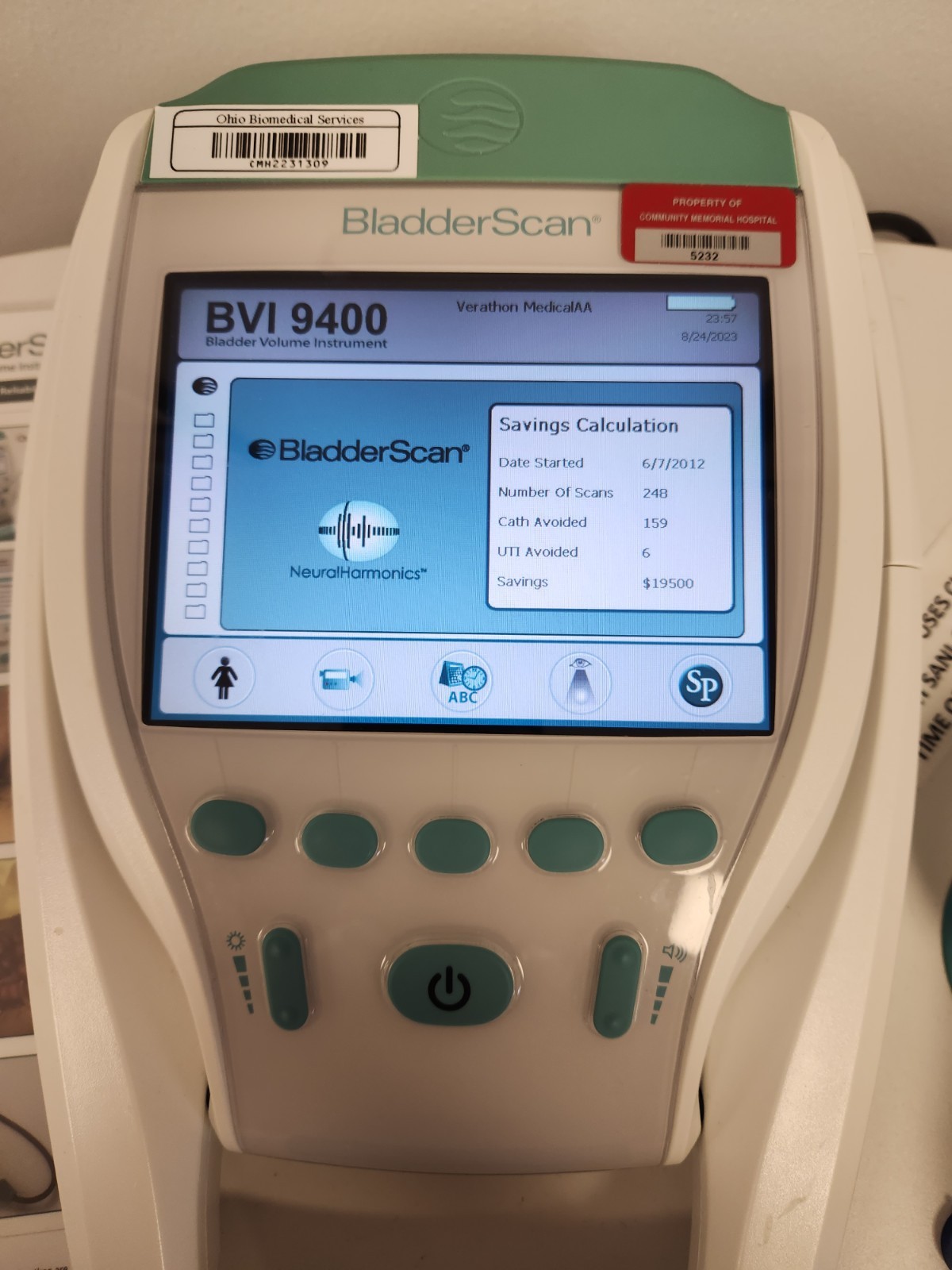 Verathon Bladder Scan BVI 9400  w/ Probe, battery charger, new battery