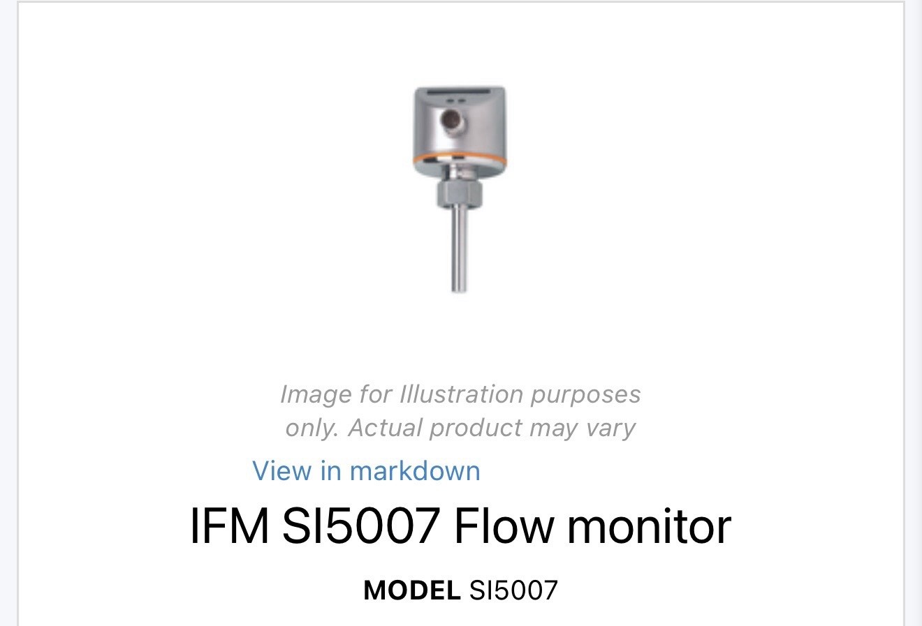 IFM SI5007 Electronic Flow Sensor New In Box