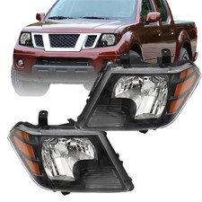 Headlight Assembly Halogen Black Left Right Pair for Nissan Frontier 2009-2021 picture