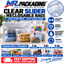 MR. PACKAGING Clear Slider Reclosable Bags Choose Size & Mil Heavy Duty picture