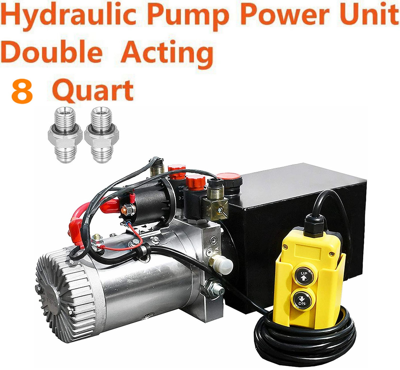 8 Quart Double Acting Hydraulic Pump Electric Dump Trailer 12V Power Unit Pack
