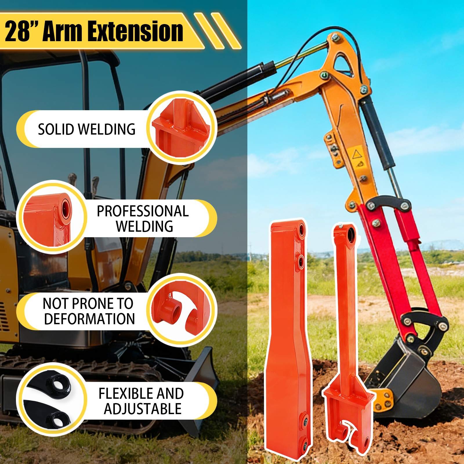 Excavator Arm Extension Kit for 0.8Tons-2tons Mini Excavator