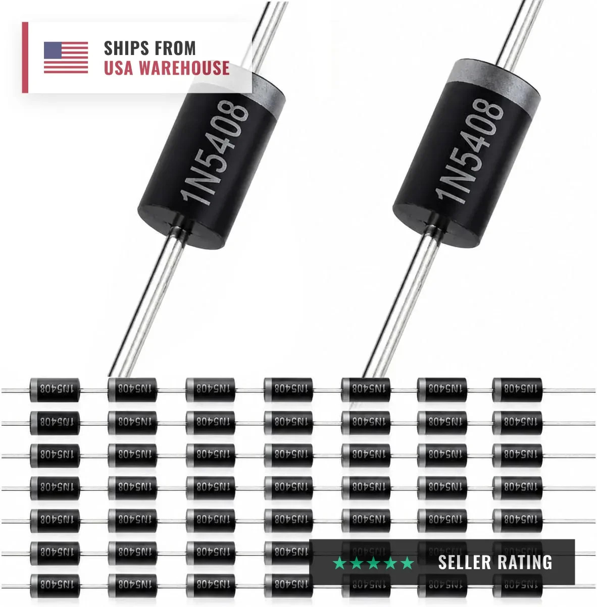 50pcs 1N5408 Rectifier Diode 3A 1000V DO-201AD (DO-27) 5408 IN5408 Axial 3 Amp 1