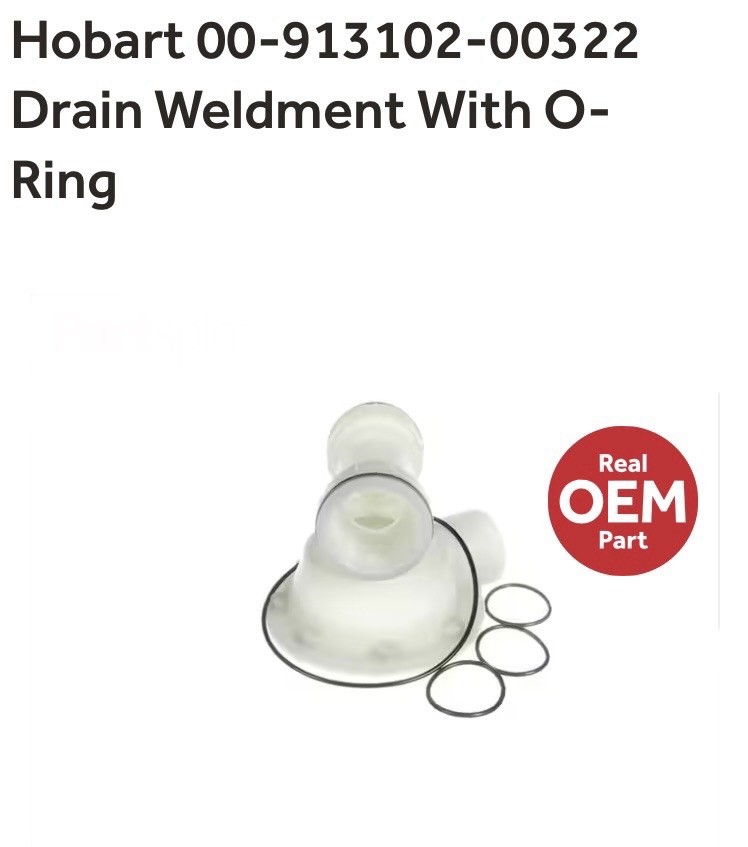 Hobart 00-913102-00322  KIT, WELDMENT DRAIN;ORINGS