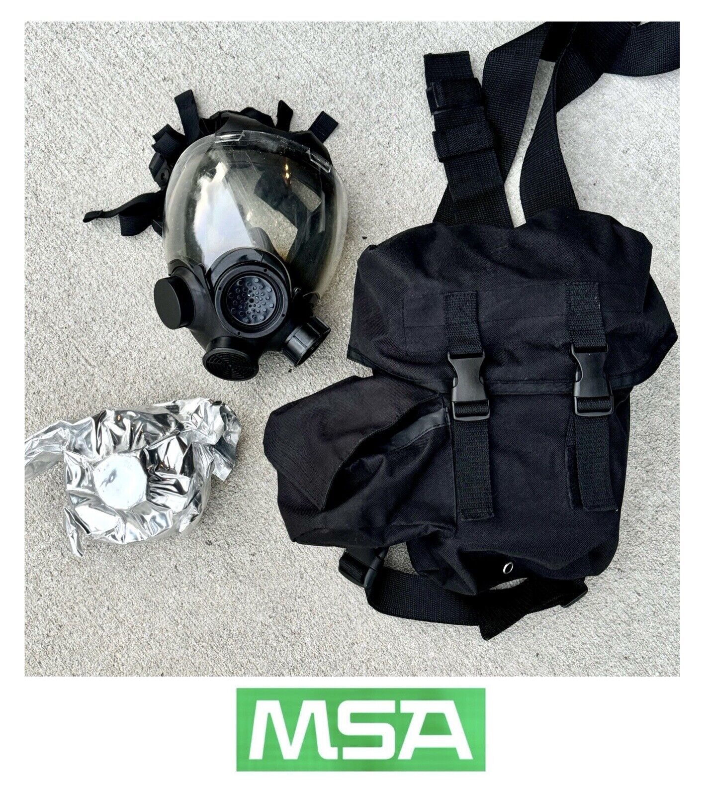 MSA Advantage 1000 CBRN Gas Mask Bundle • MEDIUM • Clear Outsert, Pouch, Filter