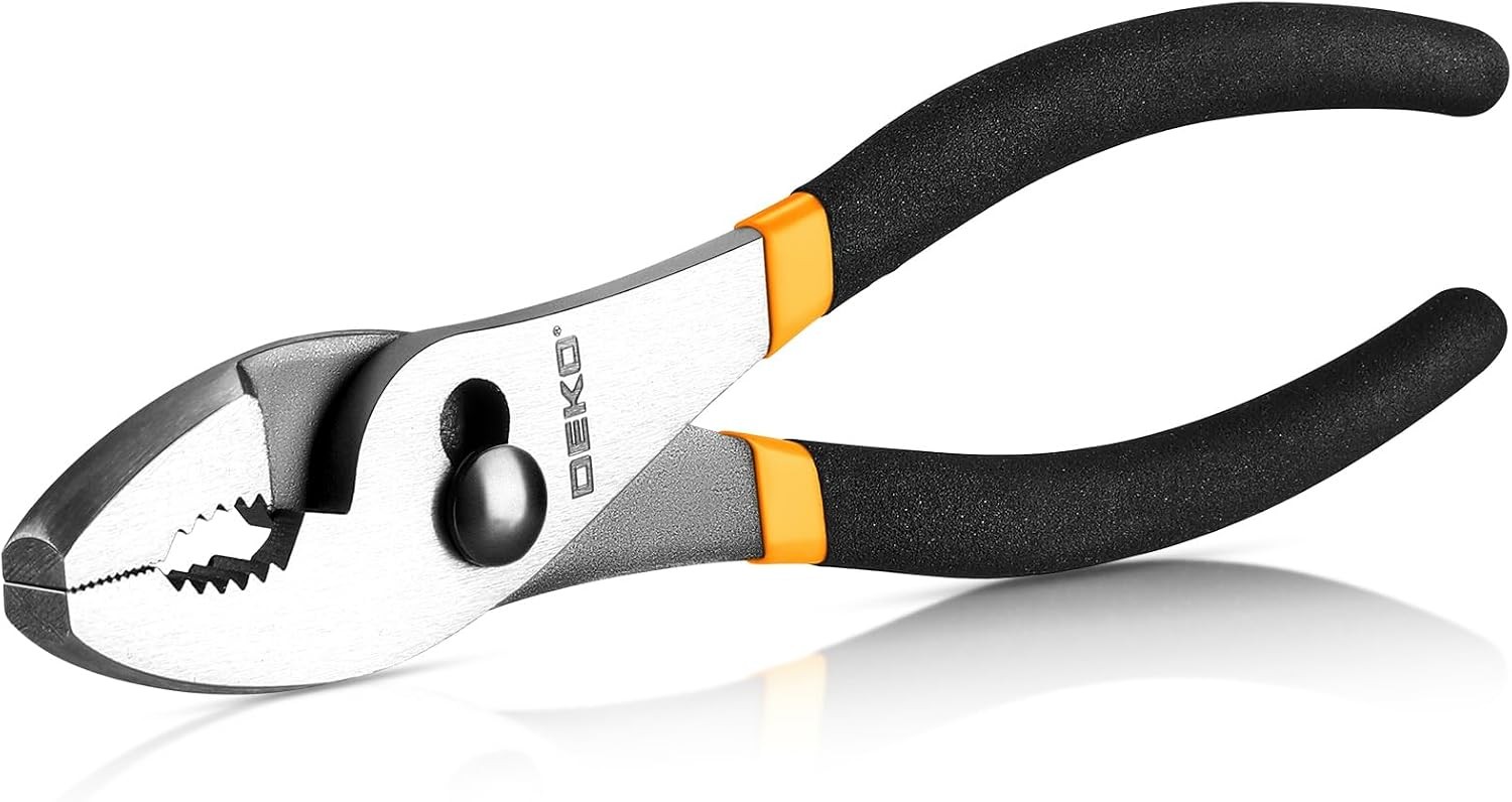 8-inch Slip Joint Pliers with Ergonomic Rubber Grip Handle - Rust-Resistant High