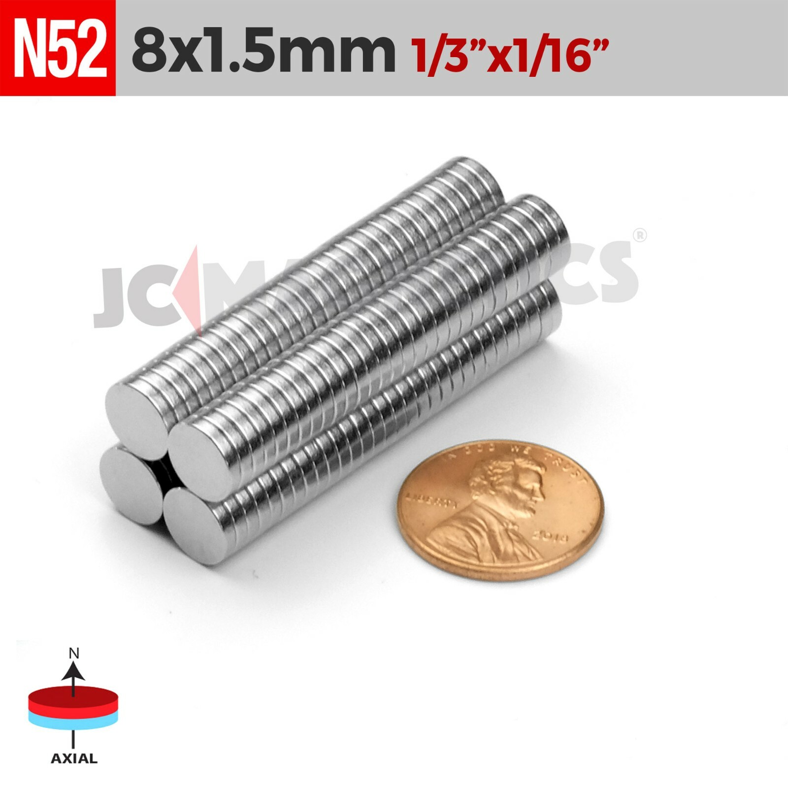 8mm x 1.5mm N52 Round Disc Rare Earth Neodymium Magnets 8x1.5mm
