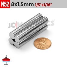 8mm x 1.5mm N52 Round Disc Rare Earth Neodymium Magnets 8x1.5mm picture