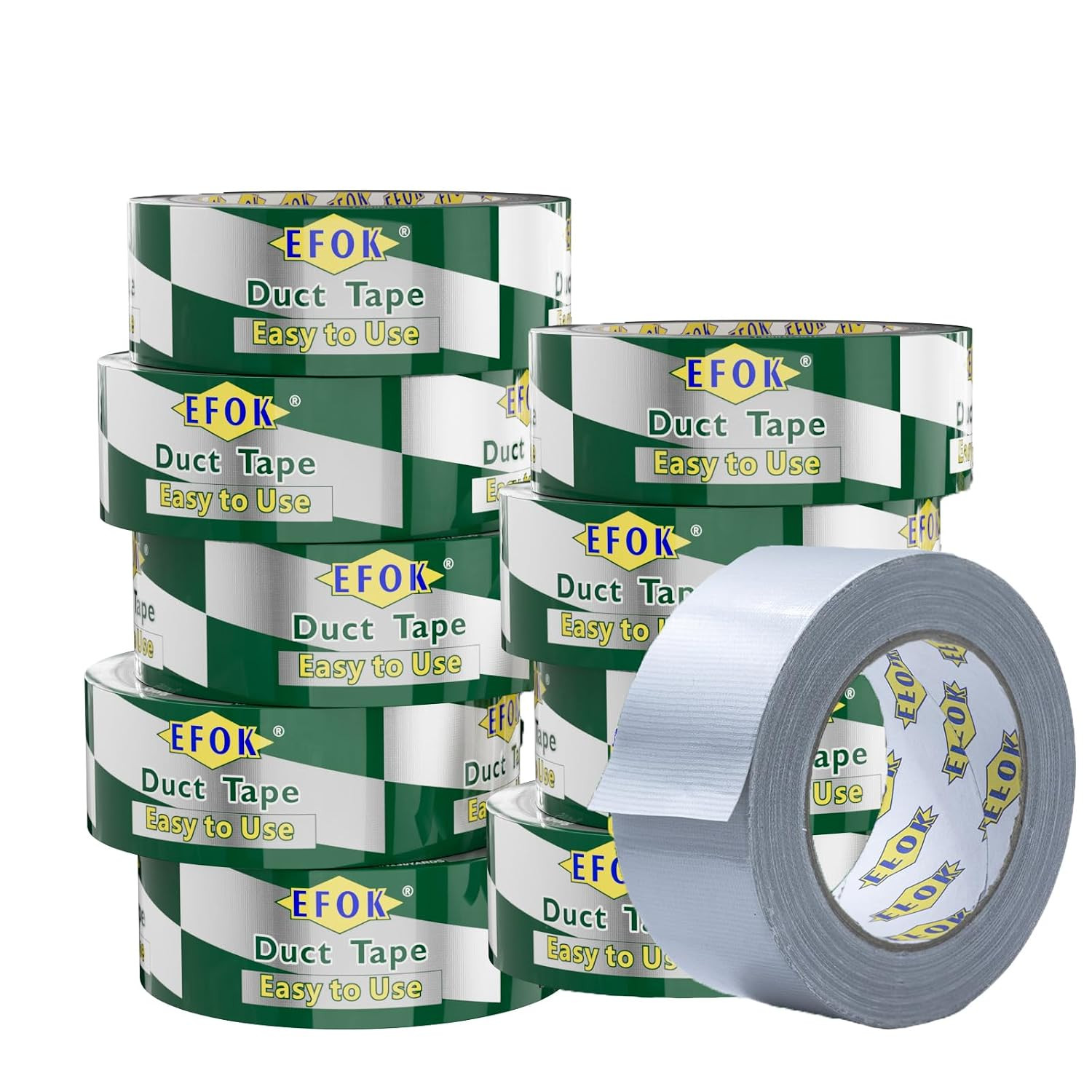 EFOK 10 Pack Duct Tape Heavy Duty Waterproof Silver Bulk 1.88 Inch X 90 Ft