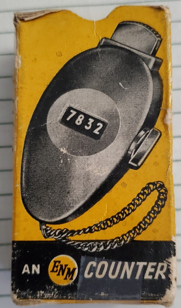 VINTAGE METAL HAND HELD TALLY COUNTER NOS IN BOX - ENM BRAND