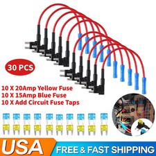 30Pcs Fuse TAP ADAPTER KIT 12V 15 Amp 20Amp Car Add-a-circuit Mini ATM APM Blade picture