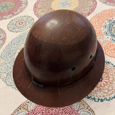 Vtg MSA Skullgard Full Brim Hard Hat Brown Phenolic Fiberglass Mining Safety Cap picture