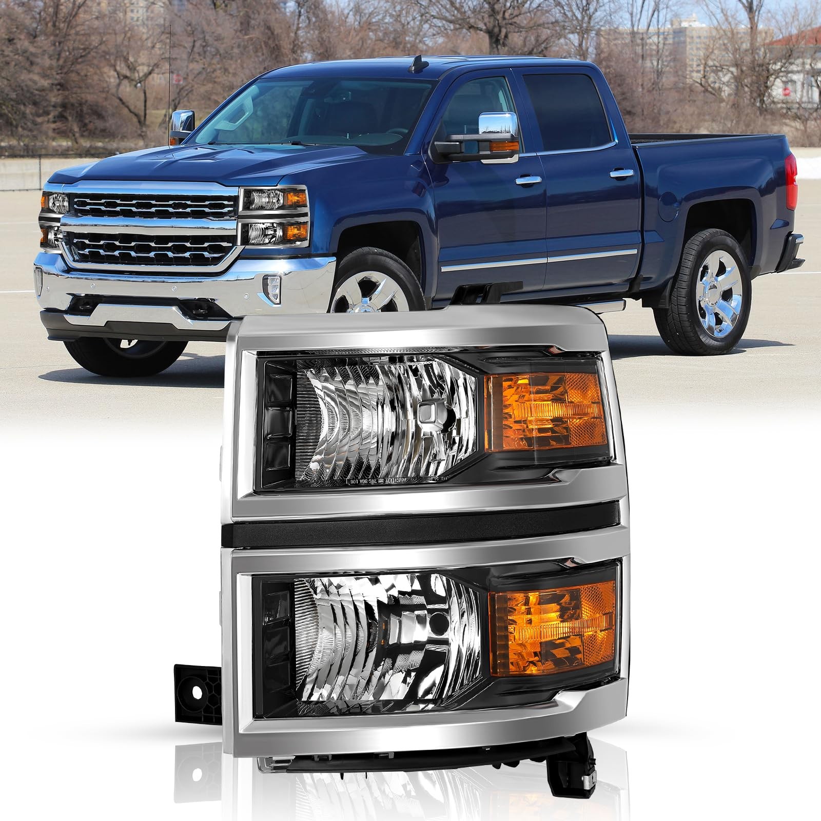 for Chevy Silverado 1500 Halogen Headlights Assembly Driver Left Side 2014 2015 for Chevy Silverado 1500 Halogen Headlights Assembly Driver Left Side 2014 2015