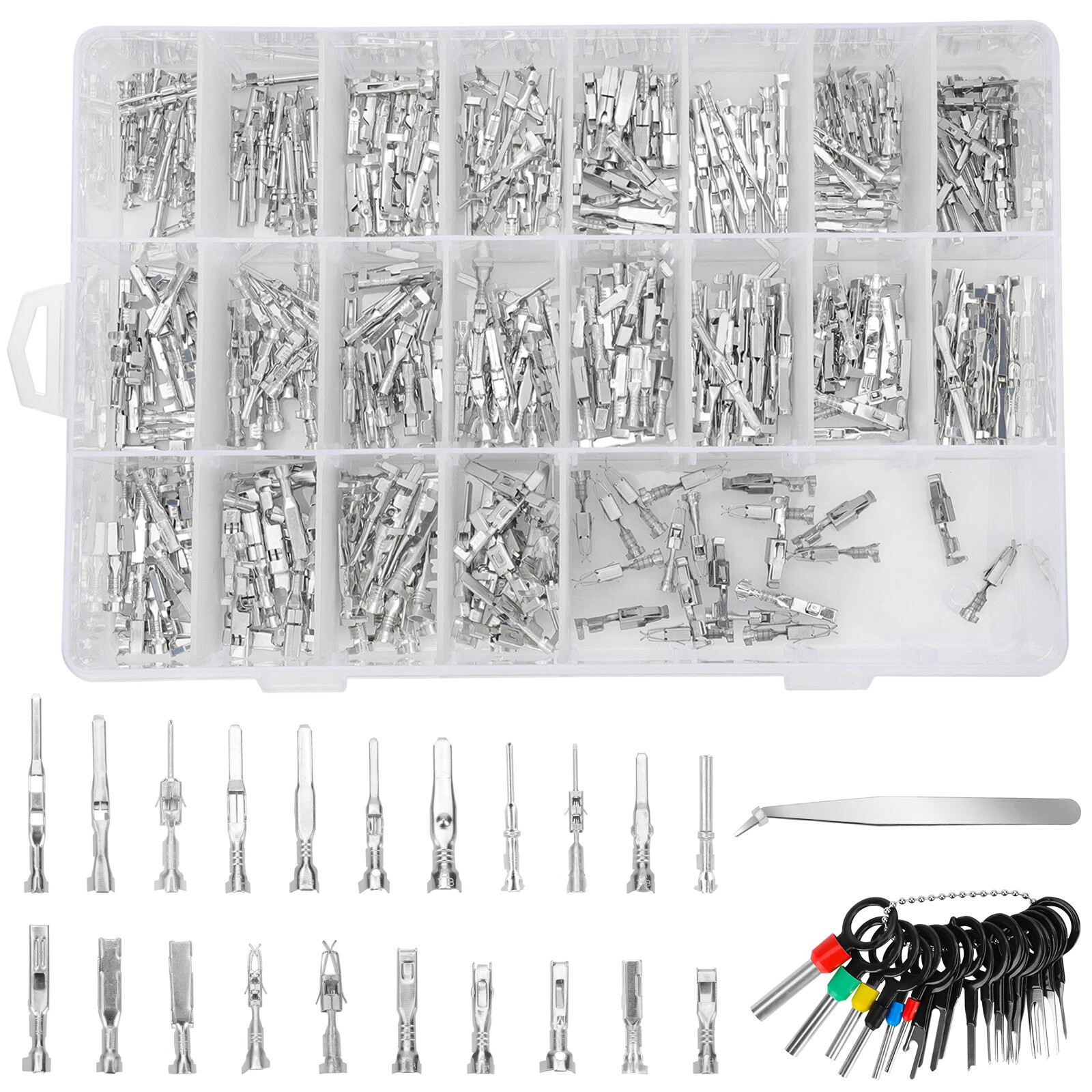 420PCS Connector Pins 21 Types Electrical Wire Terminal Kit,18PCS Extractor Tool 420PCS Connector Pins 21 Types Electrical Wire Terminal Kit,18PCS Extractor Tool