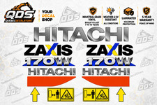Fits Hitachi Zaxis 170W Wheeled Excavator Decal Kit Safety Laminated Vinyl picture