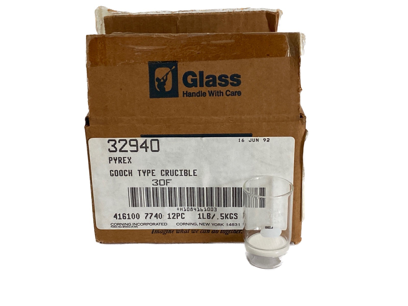 New (12/Pk) PYREX Glass 30mL Gooch Crucibles F Frit 30mm Filter High Form 32940
